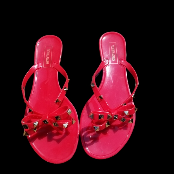 Red bow & studs sandals - Picture 2 of 6